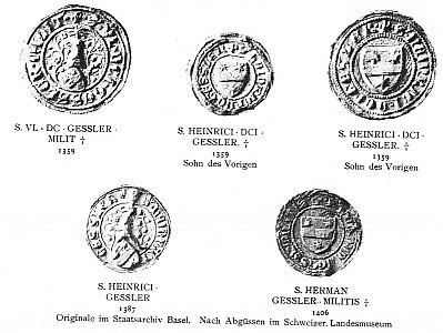 ���. 29<br>������ : S.VL. DC. GESSLER. MILIT + 1359 <br>S. HENRICI. DCI. GESSLER.  + 1359 (��� ���)<br>S. HENRICI. DCI. GESSLER.  + 1359 (��� ���)<br>S. HENRICI. GESSLER.  + 1387<br>S. HERMAN. GESSLER.  MILITIS + 1406